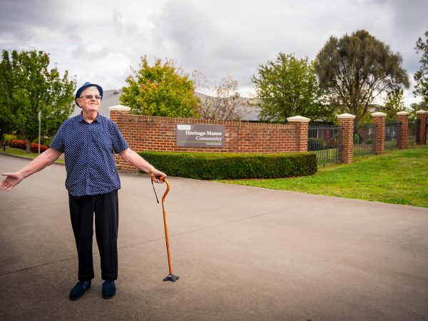 BAPTCARE HERITAGE MANOR Resident at the front entrance driveway