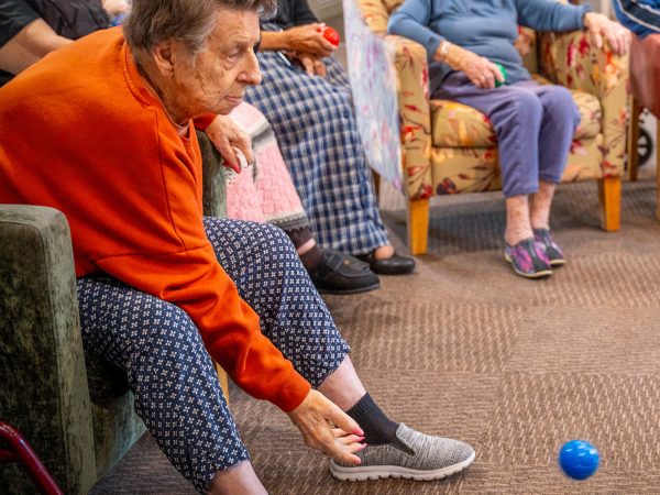 BAPTCARE PENINSULA VIEW resident enjoying carpet bowls physical activity