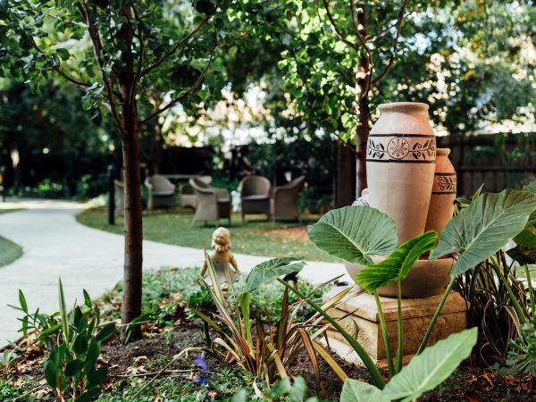 BAPTCARE WESTHAVEN view of garden area outside with pots