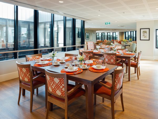 BAPTCARE Wyndham Lodge view of a residential aged care dining room