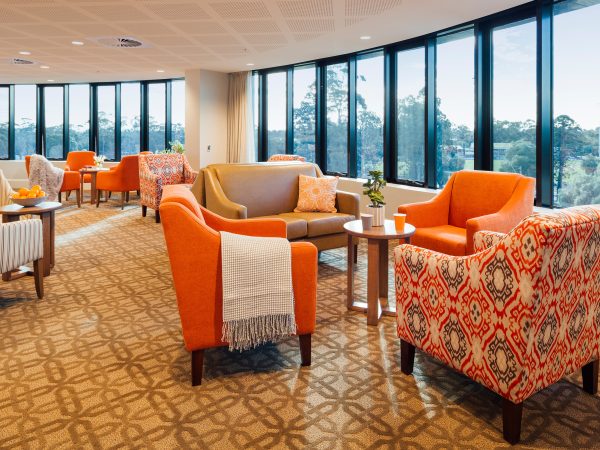 BAPTCARE Wyndham Lodge view of a residential aged care lounge area with view