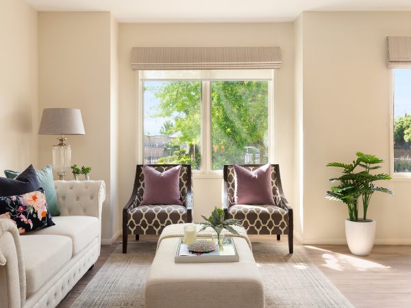 View of living room in apartment at Karana Retirement Living