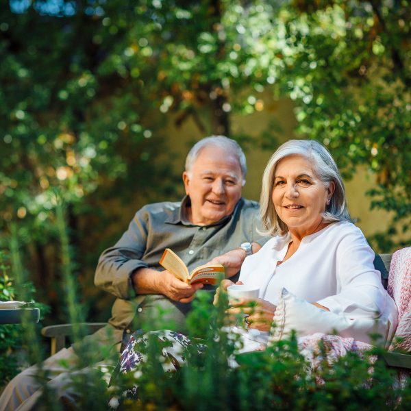 Enjoying the garden at their apartment at Karana Retirement Living