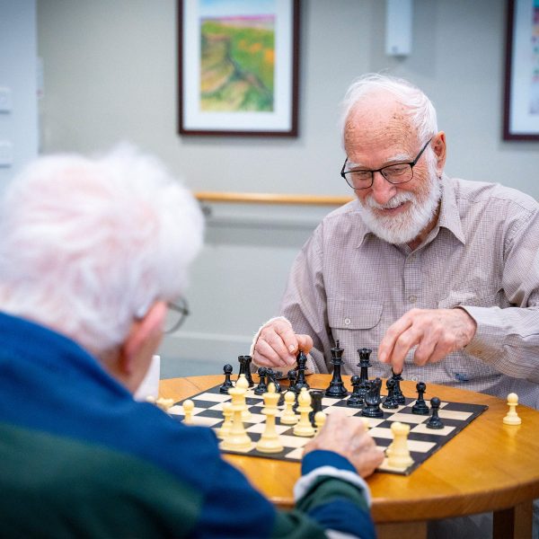 BAPTCARE STRATHALAN resident mates enjoying a game of chess