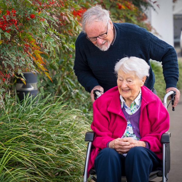 BAPTCARE STRATHALAN resident and her son going for a walk