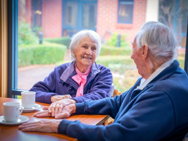 BAPTCARE KARINGAL Resident couple coffee in dining area